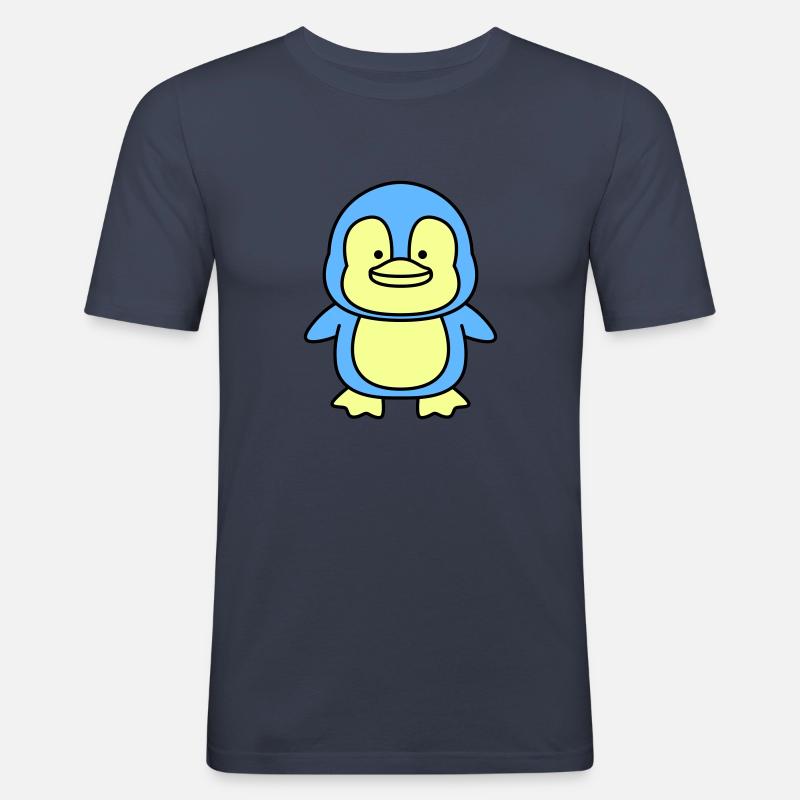 pinguin comic - Männer Slim Fit T-Shirt - Navy