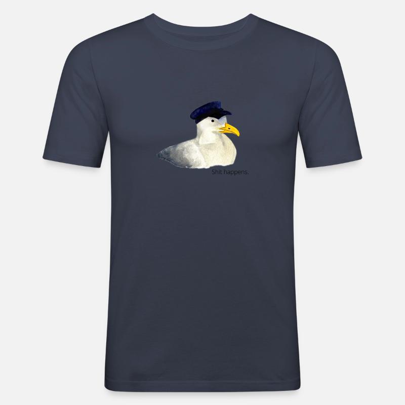 Möwe "Shit happens." - Männer Slim Fit T-Shirt - Navy