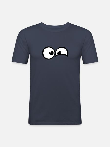 Anxious comic eyes - Men's Slim Fit T-Shirt - navy