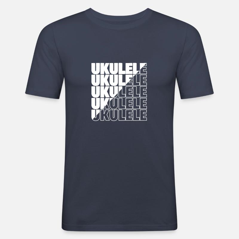 Ukulele typography diagonal - Männer Slim Fit T-Shirt - Navy