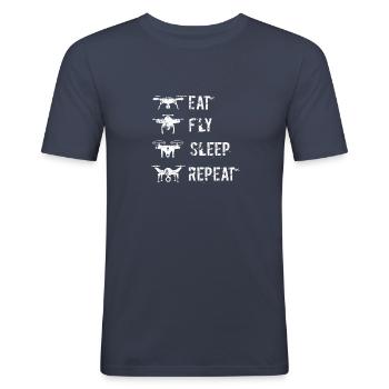Drohne fliegen - Männer Slim Fit T-Shirt - Navy - Vorne - Nik (191cm)