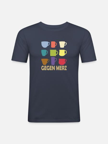 All cups against Merz - Men's Slim Fit T-Shirt - navy