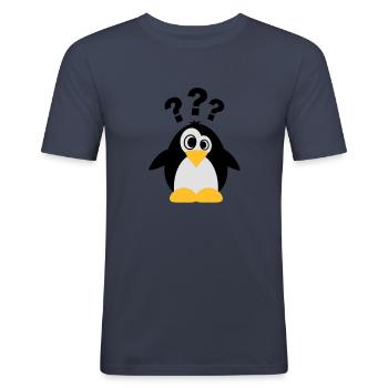 Dummer Pinguin - Männer Slim Fit T-Shirt - Navy - Vorne - Nik (191cm)