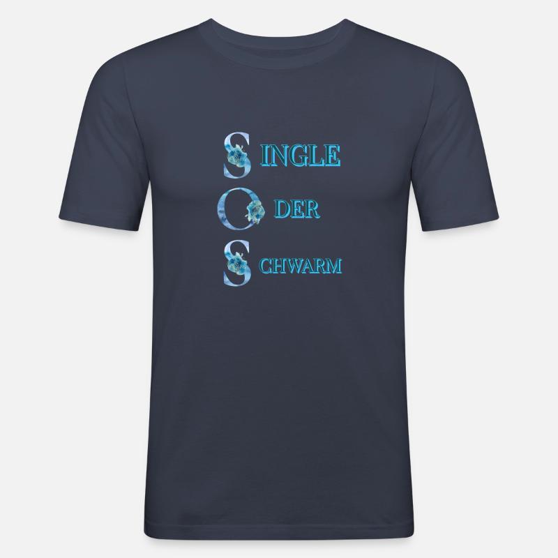 SOS Single oder Schwarm - Männer Slim Fit T-Shirt - Navy