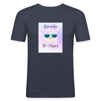 Happy Alpaka - Männer Slim Fit T-Shirt - Navy - Vorne - Nik (191cm)