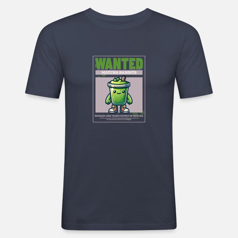 Wanted Matcha - Men's Slim Fit T-Shirt - navy