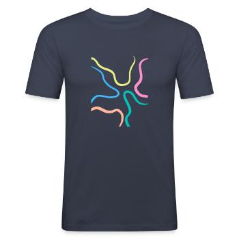 Color Neon Vibes - Männer Slim Fit T-Shirt - Navy - Vorne - Nik (191cm)