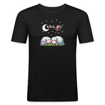 Guten Nacht - Träumen erlaubt Weihnachts- Edition - Männer Slim Fit T-Shirt - Schwarz - Vorne - Nik (191cm)