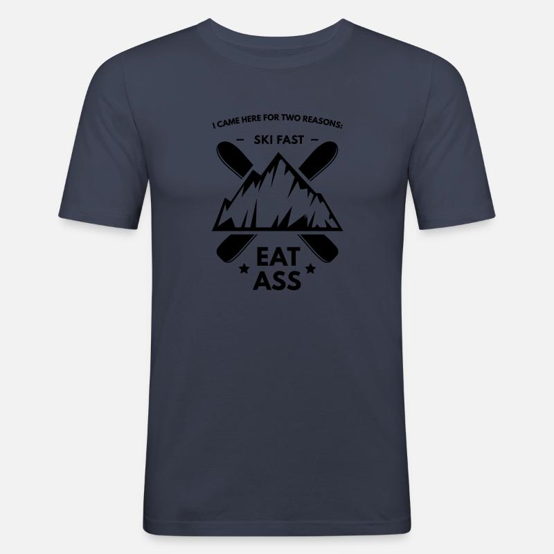 Ski Fast & Essen Ass - Männer Slim Fit T-Shirt - Navy