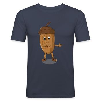Coole NUSS - Männer Slim Fit T-Shirt - Navy - Vorne - Nik (191cm)