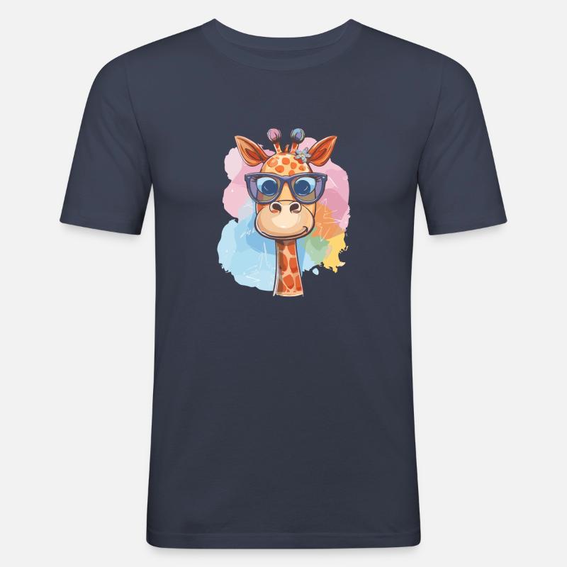 Giraffe Fabius - Männer Slim Fit T-Shirt - Navy