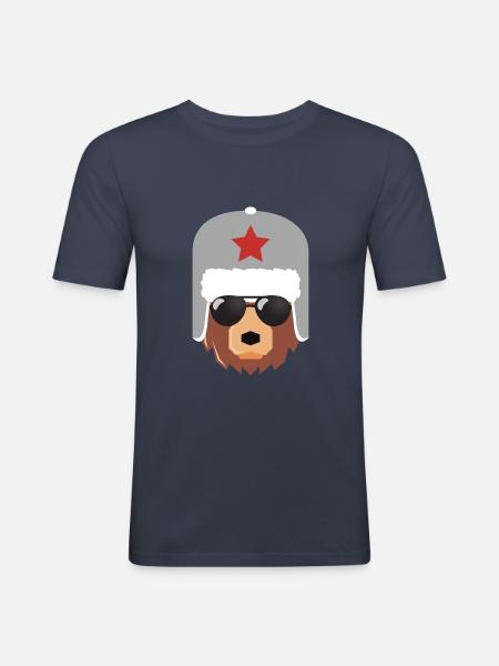 Ours russe, Russie, Poutine, - T-shirt près du corps Homme - bleu marine