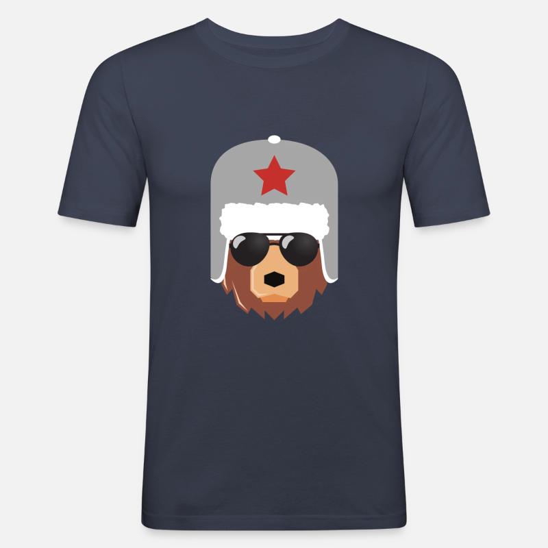 Ours russe, Russie, Poutine, - T-shirt près du corps Homme - bleu marine