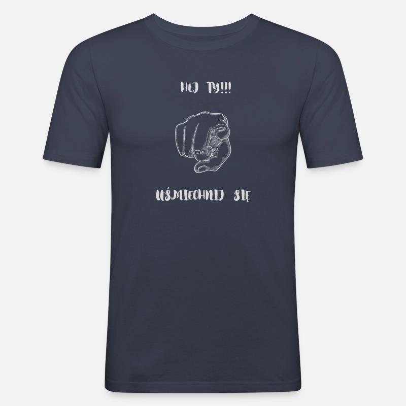 Hey, lächle. - Männer Slim Fit T-Shirt - Navy