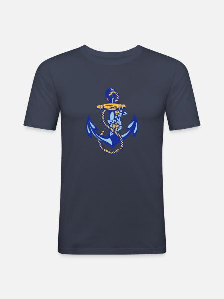 sailor anchor * - Men's Slim Fit T-Shirt - navy