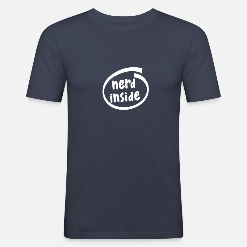 nerd inside (1807B) - Männer Slim Fit T-Shirt - Navy