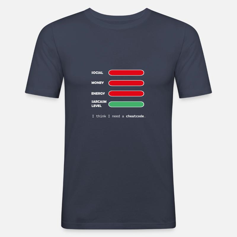 I think I need a cheatcode. - Men's Slim Fit T-Shirt - navy