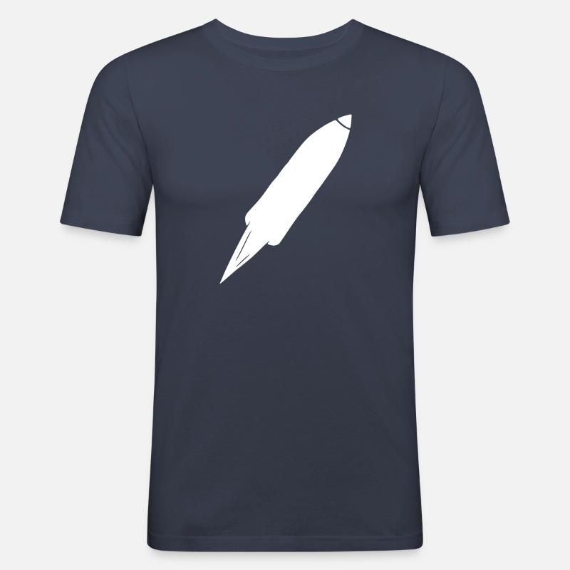 Vol spatial de fusée spatiale - T-shirt près du corps Homme - bleu marine