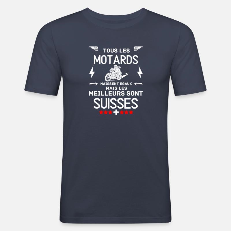 DIE BESTEN BIKER SIND SCHWEIZER - Männer Slim Fit T-Shirt - Navy