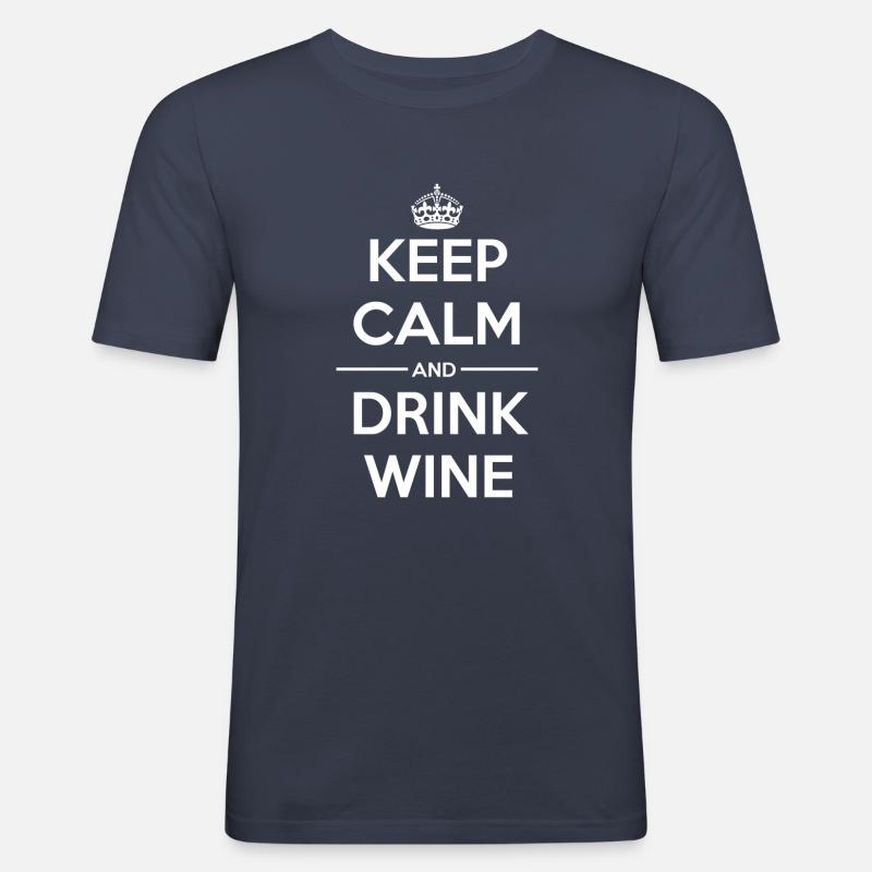 Drinks Keep calm Wine - Männer Slim Fit T-Shirt - Navy