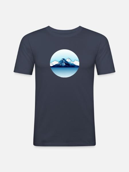 Mountain Landscape Geometric Art - Men's Slim Fit T-Shirt - navy