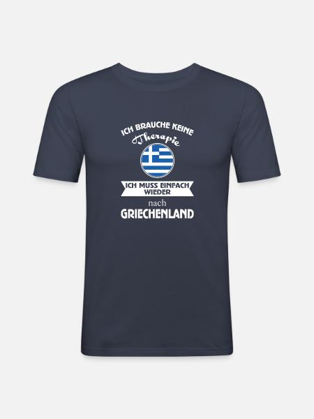 KeineTherapieGriechenland - Männer Slim Fit T-Shirt - Navy
