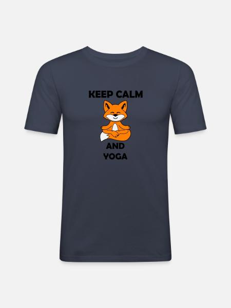 Yoga Fox Keep Calm - Men's Slim Fit T-Shirt - navy