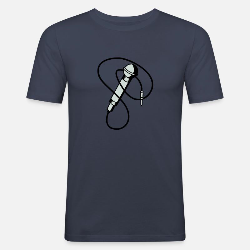microphone - Männer Slim Fit T-Shirt - Navy