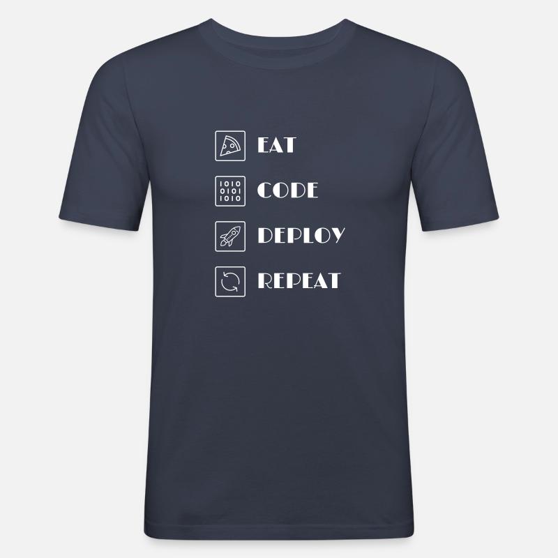 EAT - CODE - DEPLOY - REPEAT - Männer Slim Fit T-Shirt - Navy