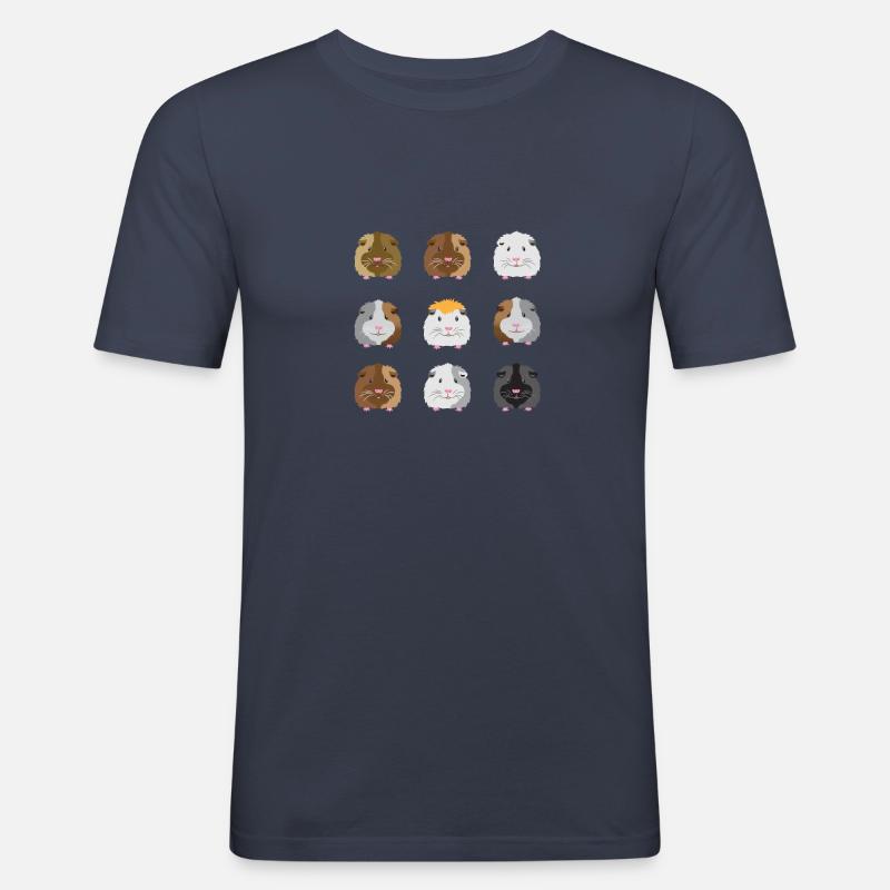 Nine guinea pigs faces - Men's Slim Fit T-Shirt - navy
