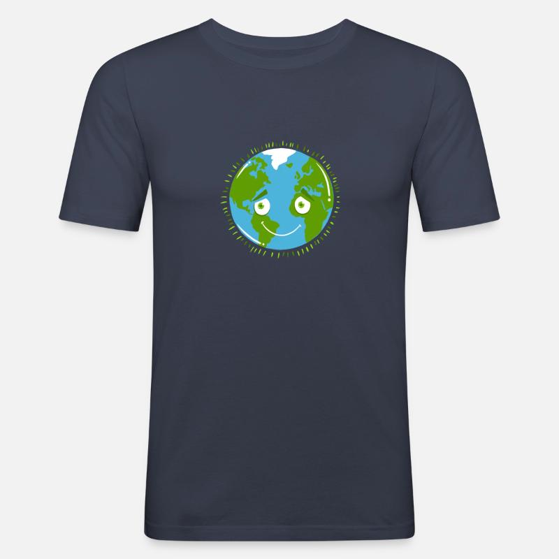 Schüchterner Planet ERDE - Männer Slim Fit T-Shirt - Navy