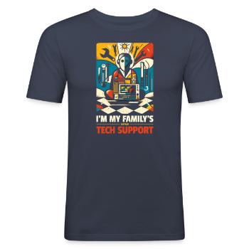 I'm My Family's Unpaid Tech Support - Männer Slim Fit T-Shirt - Navy - Vorne - Nik (191cm)