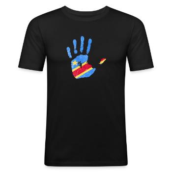 Main du drapeau du Congo - Stand with Congo - T-shirt près du corps Homme - noir - Devant - Nik (191cm)
