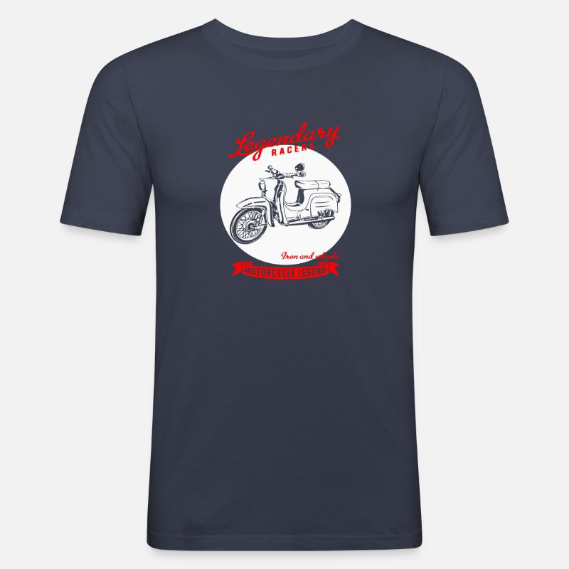 Simson Schwalbe Moped DDR - Männer Slim Fit T-Shirt - Navy