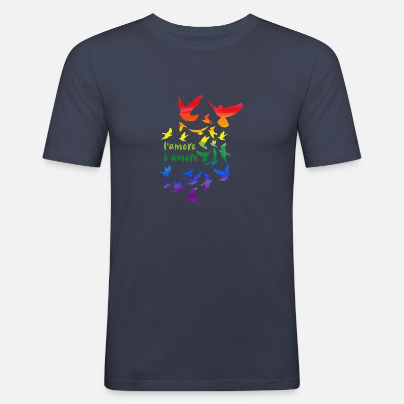 l amore è amore ,tauben, taube,graffiti,regenbogen - Männer Slim Fit T-Shirt - Navy