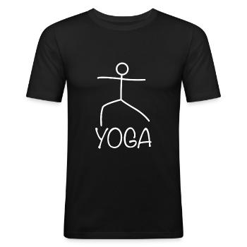 Yoga Exercise - Men's Slim Fit T-Shirt - black - Front - Nik (191cm)