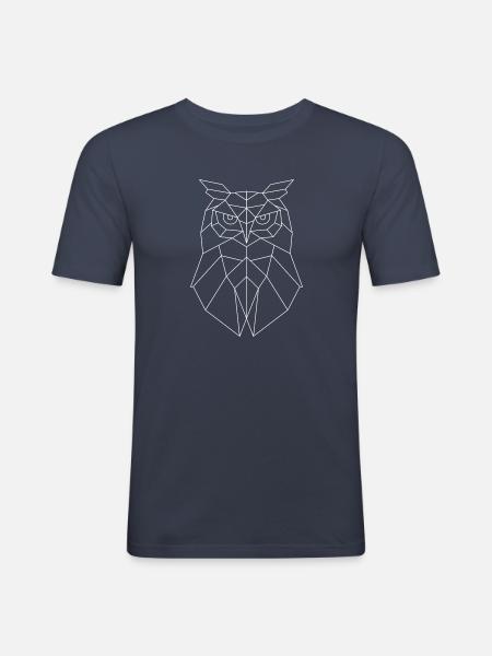 Owl Geometric white - Men's Slim Fit T-Shirt - navy