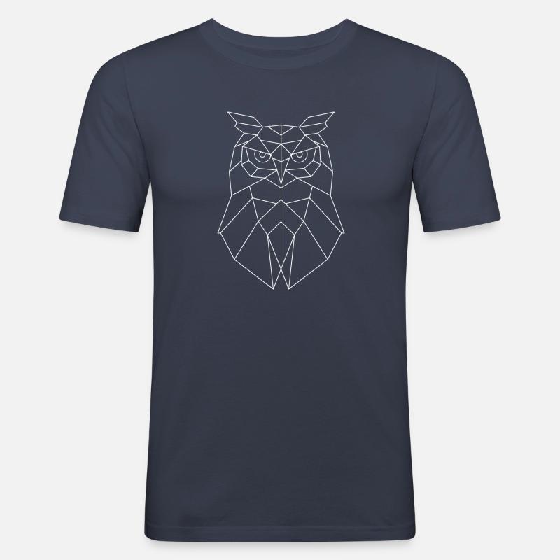 Eule Geometrisch weiss - Männer Slim Fit T-Shirt - Navy