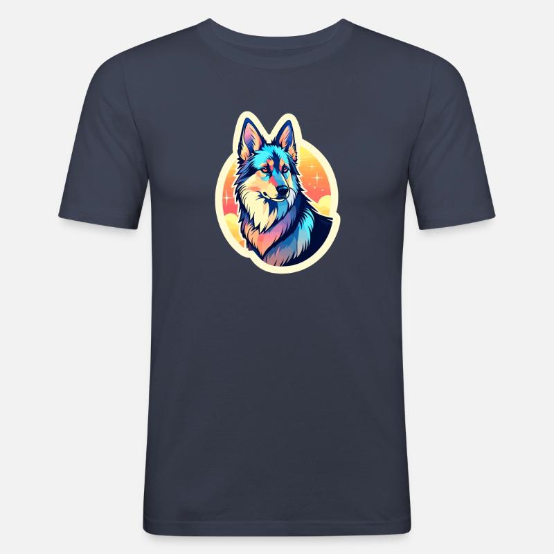 Deutscher Schäferhund Illustration - Männer Slim Fit T-Shirt - Navy