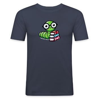 Bookworm Glasses Books - Men's Slim Fit T-Shirt - navy - Front - Nik (191cm)