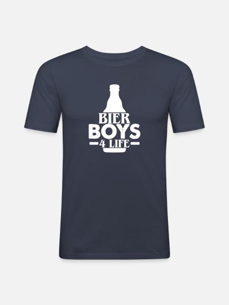 Bier Boys 4 Life - Männer Slim Fit T-Shirt - Navy