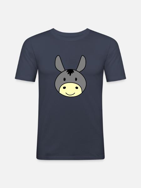 Âne mignon - T-shirt près du corps Homme - bleu marine