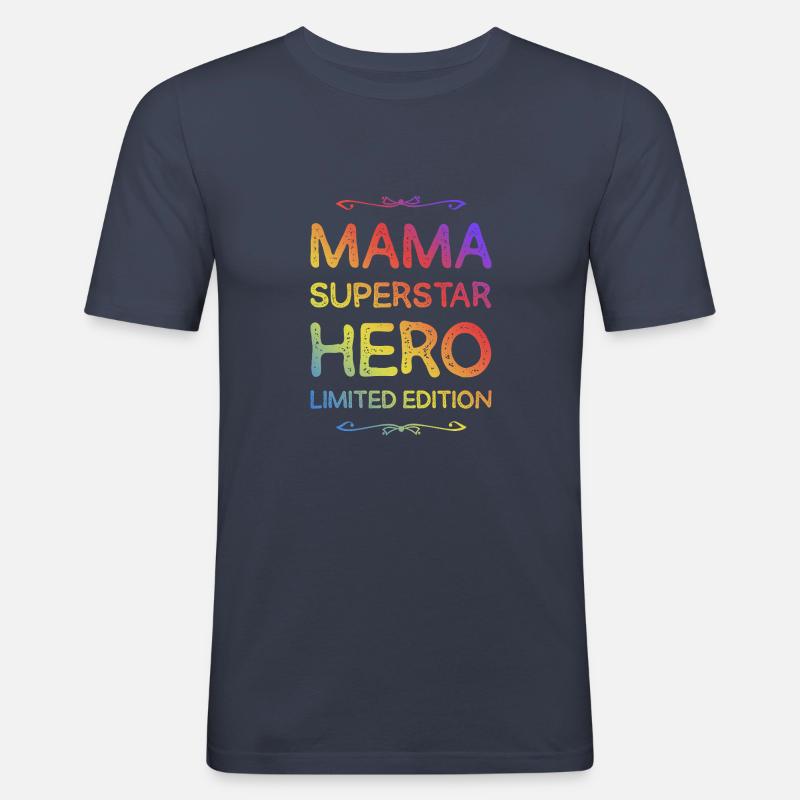 Beste Mama Held Spruch - Männer Slim Fit T-Shirt - Navy