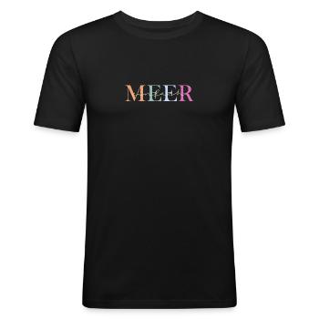 tout simplement la mer - T-shirt près du corps Homme - noir - Devant - Nik (191cm)