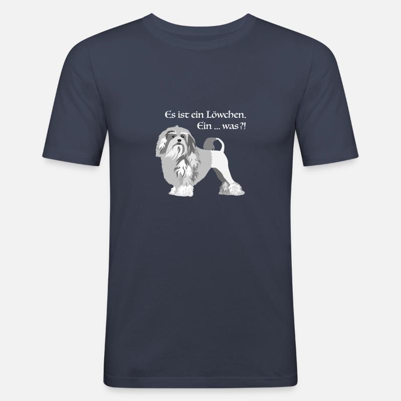 Löwchen grau - Männer Slim Fit T-Shirt - Navy