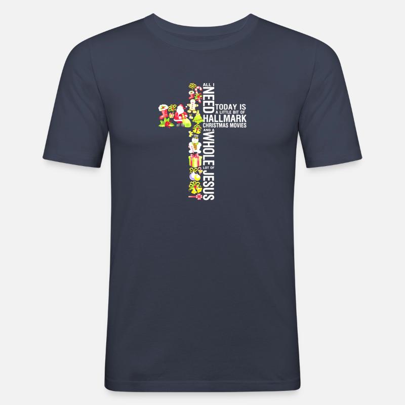 Weihnachtskreuz - Männer Slim Fit T-Shirt - Navy