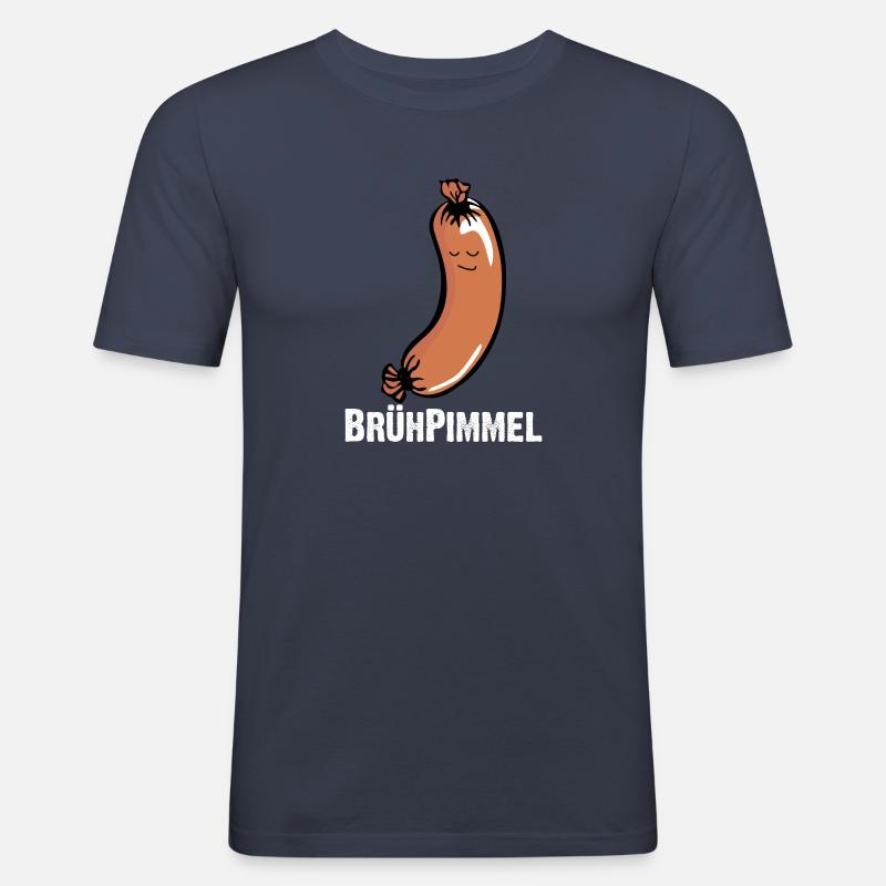 Brühpimmel, Knackwurst, Bockwurst, Augsburger - Männer Slim Fit T-Shirt - Navy