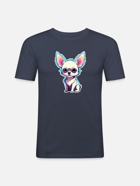 Chihuahua Dog Drawing - Men's Slim Fit T-Shirt - navy