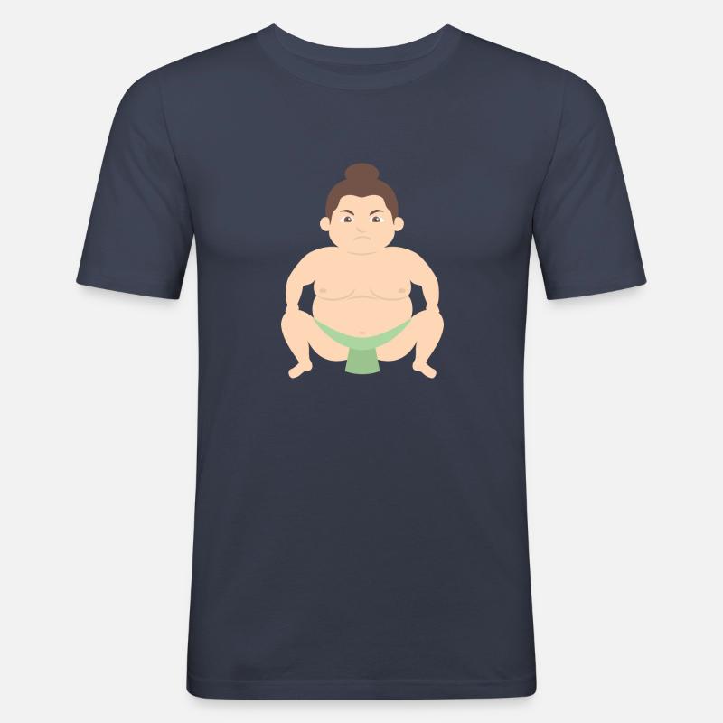 Sumo Ringer - Männer Slim Fit T-Shirt - Navy