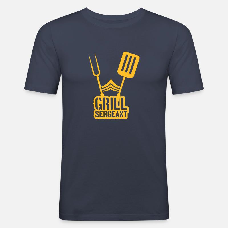 Grill Sergeant Grillparty Barbecue - Männer Slim Fit T-Shirt - Navy